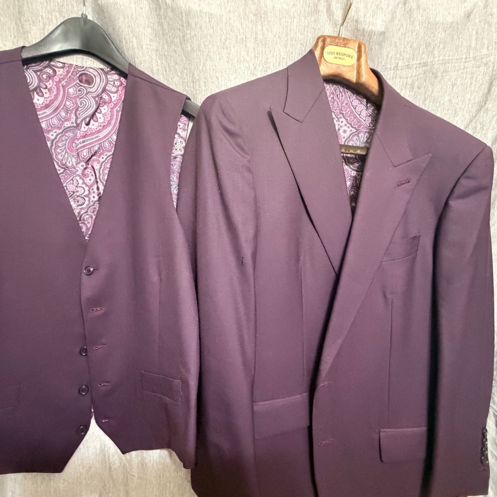 Bespoke Deep Purple Men's Suit and Vest